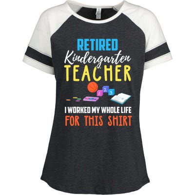 Retired Kindergarten Teacher Funny Retirement Gift Enza Ladies Jersey Colorblock Tee