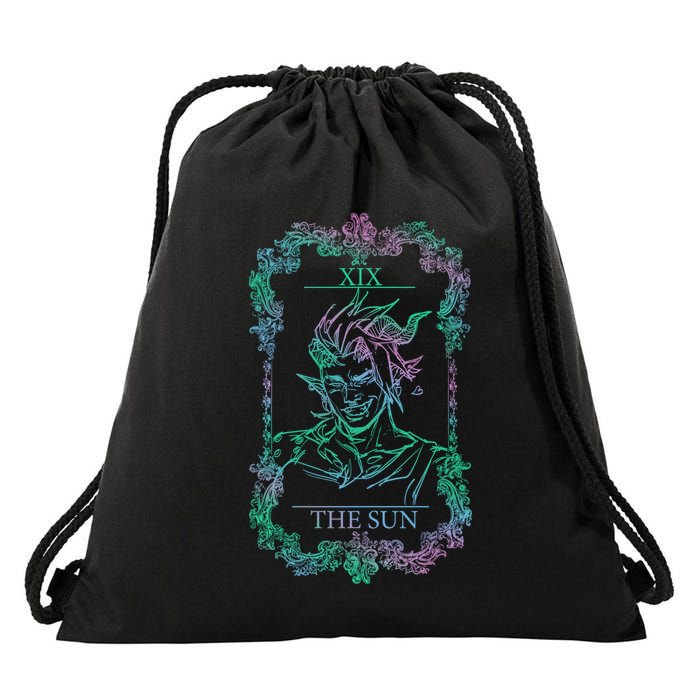 Retro Karlach The Sun Funny Karlach Tarot Card BaldurS Gate 3 Drawstring Bag