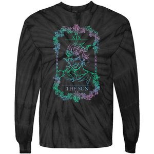 Retro Karlach The Sun Funny Karlach Tarot Card BaldurS Gate 3 Tie-Dye Long Sleeve Shirt