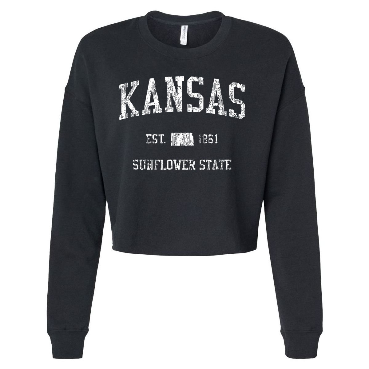 Retro Kansas Vintage Sports Design Cropped Pullover Crew