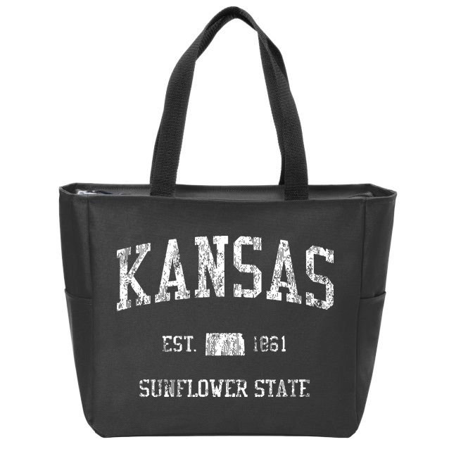Retro Kansas Vintage Sports Design Zip Tote Bag
