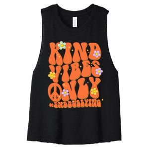 Retro Kind Vibes Only End Bullying Unity Day Wear Orange Women's Racerback Cropped Tank