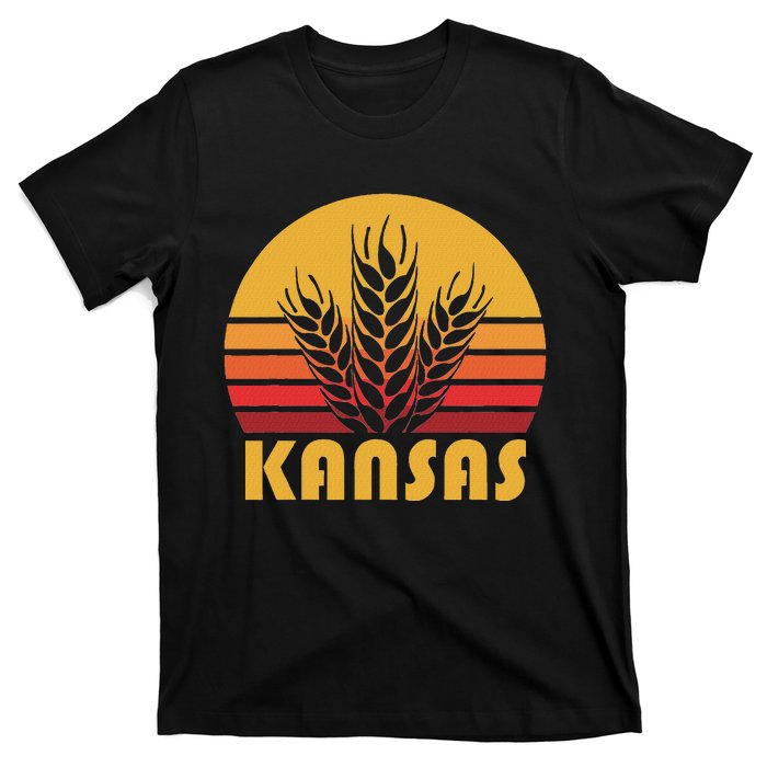 Retro Kansas Wheat  Vintage Grain Farming Gift T-Shirt