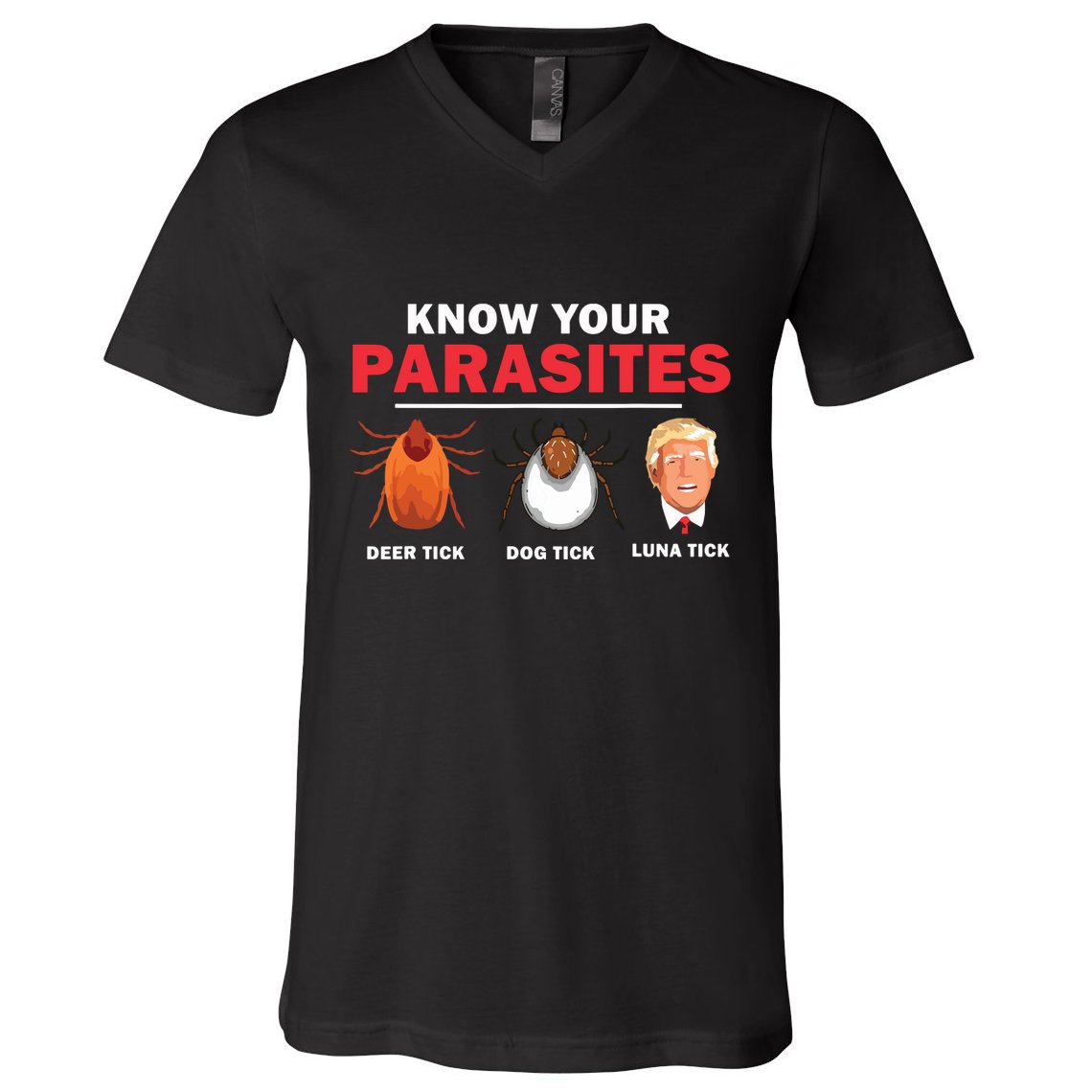 Retro Know Your Parasites Luna Tick Anti Trump 45 Gift V-Neck T-Shirt
