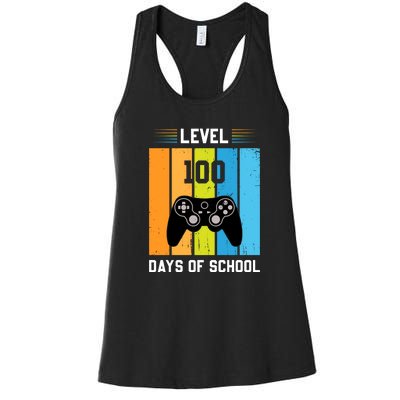 Retro Level 100 Days Of School Gamer Video Games Women's Racerback Tank