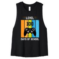 Retro Level 100 Days Of School Gamer Video Games Women's Racerback Cropped Tank