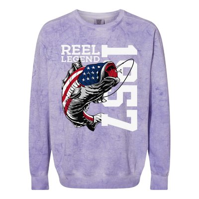 Reel Legend 1957 Fishing 66 Years Angler 66th Birthday Colorblast Crewneck Sweatshirt