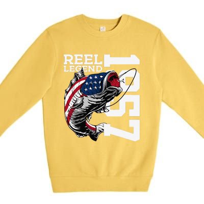 Reel Legend 1957 Fishing 66 Years Angler 66th Birthday Premium Crewneck Sweatshirt