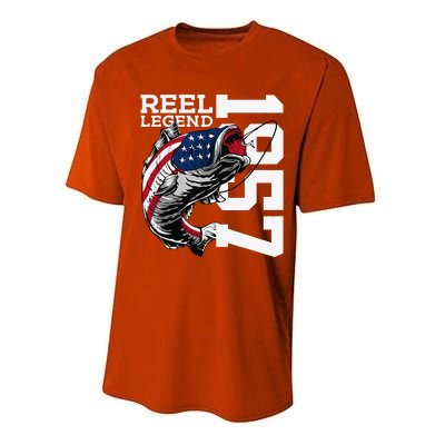 Reel Legend 1957 Fishing 66 Years Angler 66th Birthday Performance Sprint T-Shirt