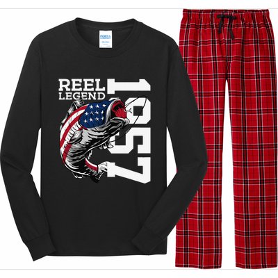 Reel Legend 1957 Fishing 66 Years Angler 66th Birthday Long Sleeve Pajama Set