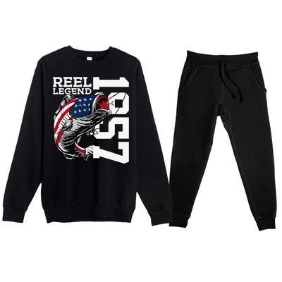 Reel Legend 1957 Fishing 66 Years Angler 66th Birthday Premium Crewneck Sweatsuit Set