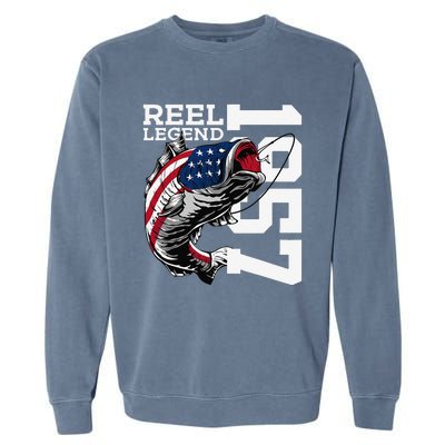 Reel Legend 1957 Fishing 66 Years Angler 66th Birthday Garment-Dyed Sweatshirt