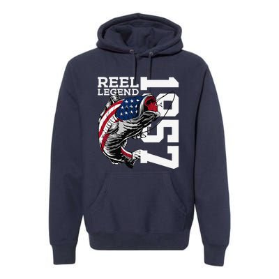 Reel Legend 1957 Fishing 66 Years Angler 66th Birthday Premium Hoodie