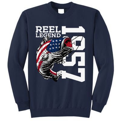 Reel Legend 1957 Fishing 66 Years Angler 66th Birthday Tall Sweatshirt