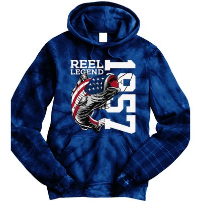 Reel Legend 1957 Fishing 66 Years Angler 66th Birthday Tie Dye Hoodie