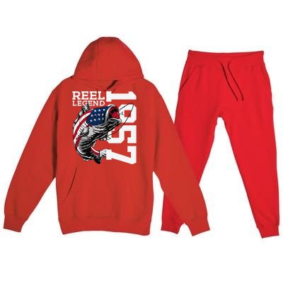 Reel Legend 1957 Fishing 66 Years Angler 66th Birthday Premium Hooded Sweatsuit Set