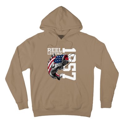 Reel Legend 1957 Fishing 66 Years Angler 66th Birthday Hoodie