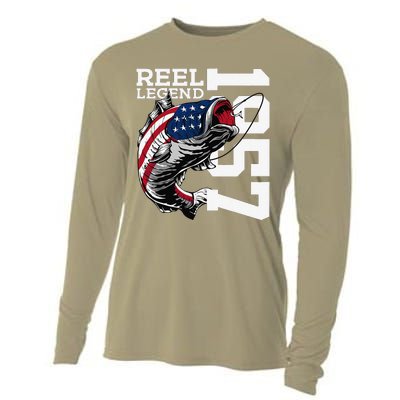 Reel Legend 1957 Fishing 66 Years Angler 66th Birthday Cooling Performance Long Sleeve Crew