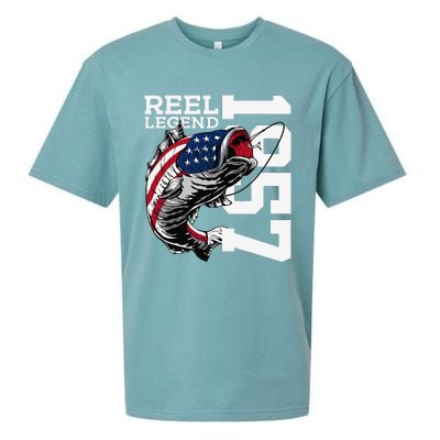 Reel Legend 1957 Fishing 66 Years Angler 66th Birthday Sueded Cloud Jersey T-Shirt