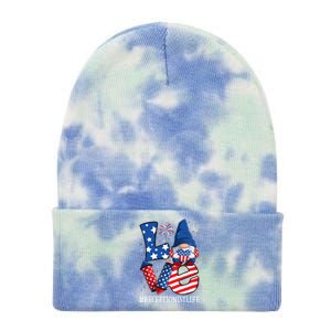 Receptionist Love 4th Of July Gnome Usa Patriotic Gift Tie Dye 12in Knit Beanie