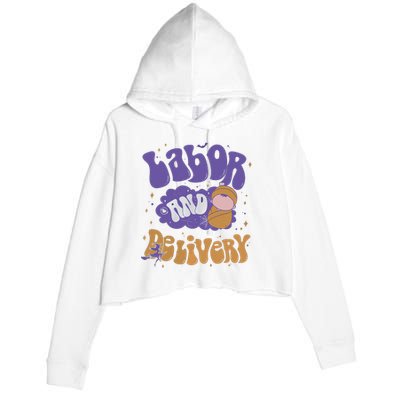 Retro Labor And Delivery Halloween Nursing Student Grad Crop Fleece Hoodie