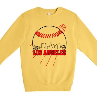 Retro Los Angeles Skyline Baseball Premium Crewneck Sweatshirt