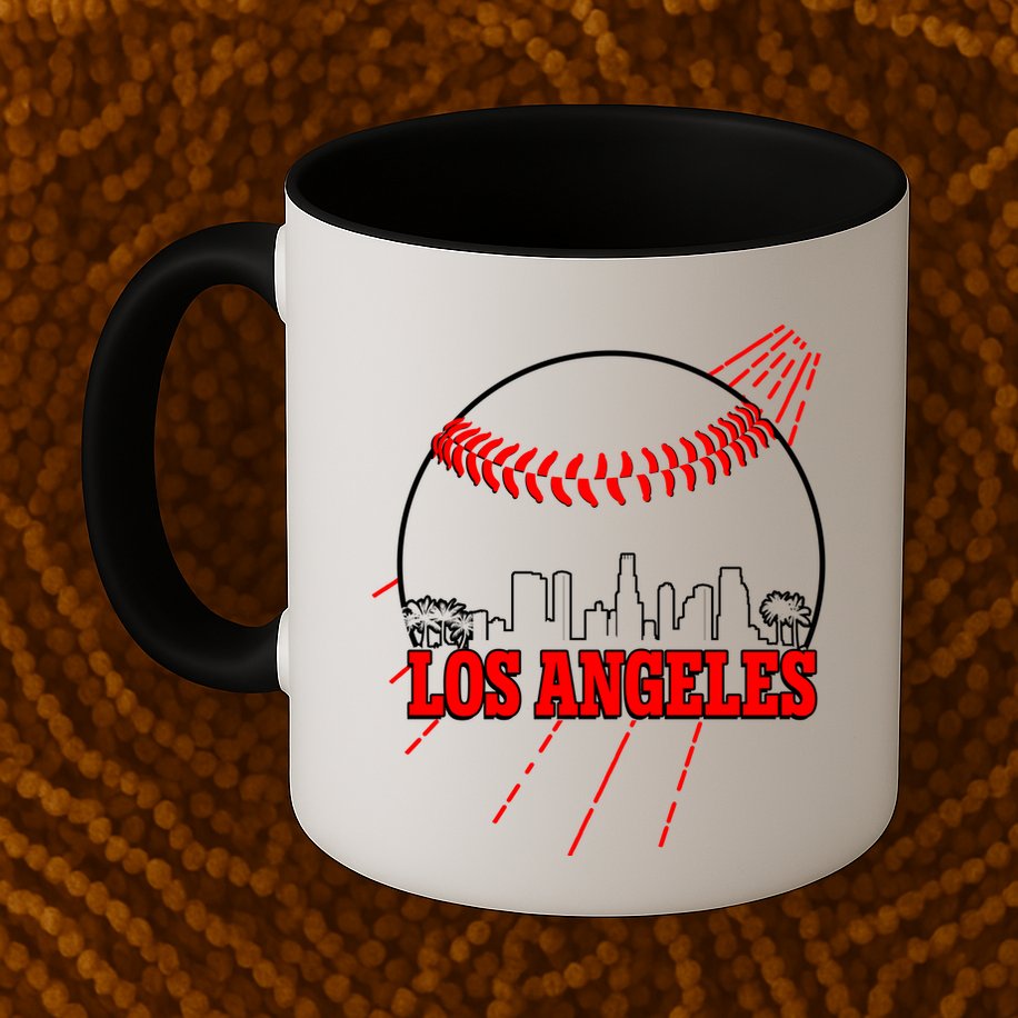 Retro Los Angeles Skyline Baseball Mug
