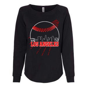 Retro Los Angeles Skyline Baseball Womens California Wash Sweatshirt