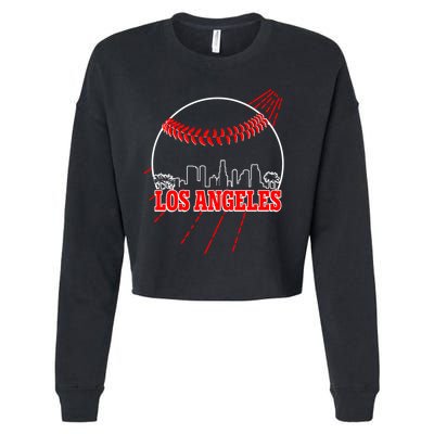 Retro Los Angeles Skyline Baseball Cropped Pullover Crew