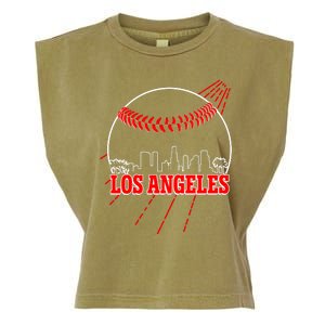 Retro Los Angeles Skyline Baseball Garment-Dyed Women's Muscle Tee