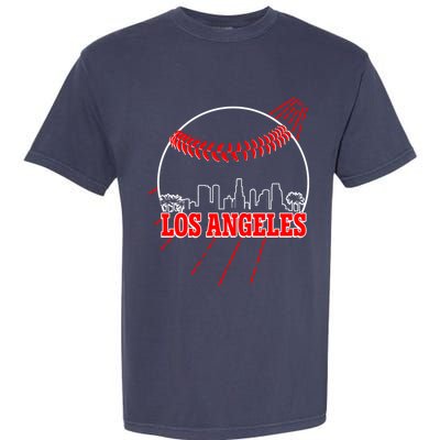 Retro Los Angeles Skyline Baseball Garment-Dyed Heavyweight T-Shirt