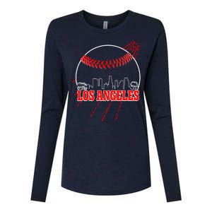 Retro Los Angeles Skyline Baseball Womens Cotton Relaxed Long Sleeve T-Shirt