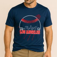 Retro Los Angeles Skyline Baseball Cooling Performance Crew T-Shirt