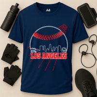 Retro Los Angeles Skyline Baseball Cooling Performance Crew T-Shirt