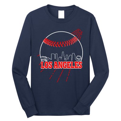 Retro Los Angeles Skyline Baseball Long Sleeve Shirt