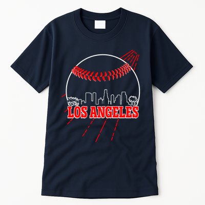 Retro Los Angeles Skyline Baseball Tall T-Shirt