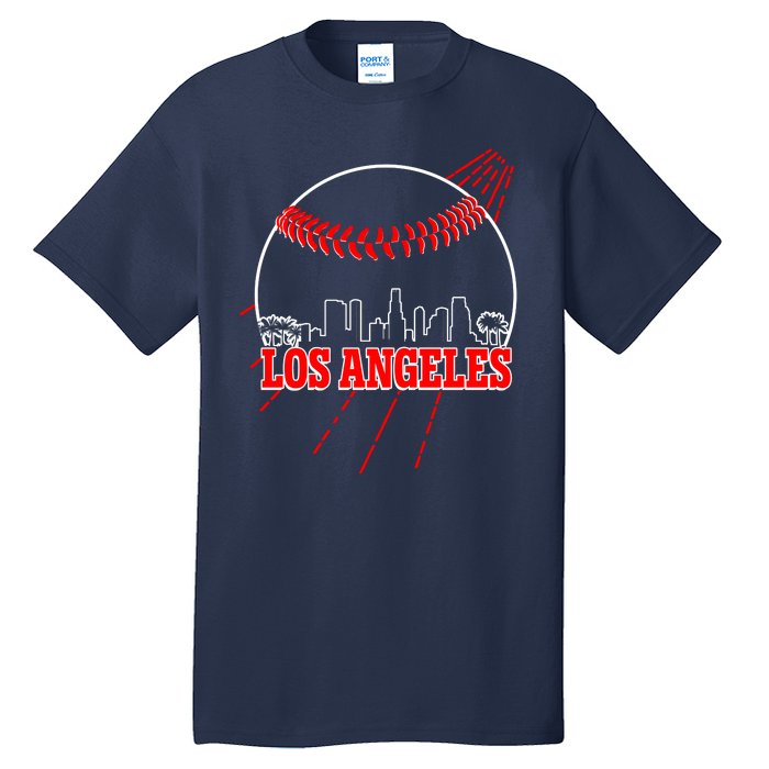 Retro Los Angeles Skyline Baseball Tall T-Shirt