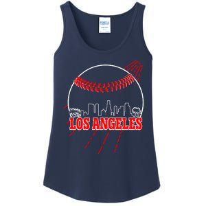 Retro Los Angeles Skyline Baseball Ladies Essential Tank