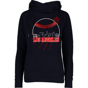 Retro Los Angeles Skyline Baseball Womens Funnel Neck Pullover Hood