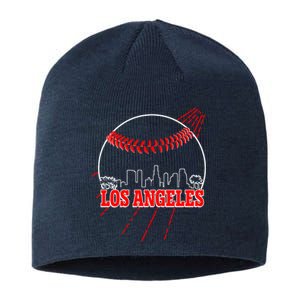 Retro Los Angeles Skyline Baseball Sustainable Beanie