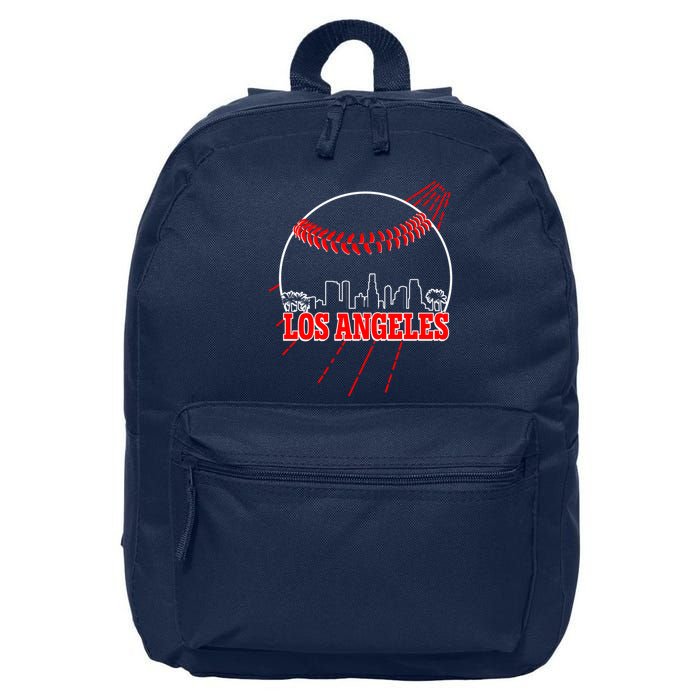 Retro Los Angeles Skyline Baseball 16 in Basic Backpack