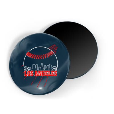 Retro Los Angeles Skyline Baseball Magnet