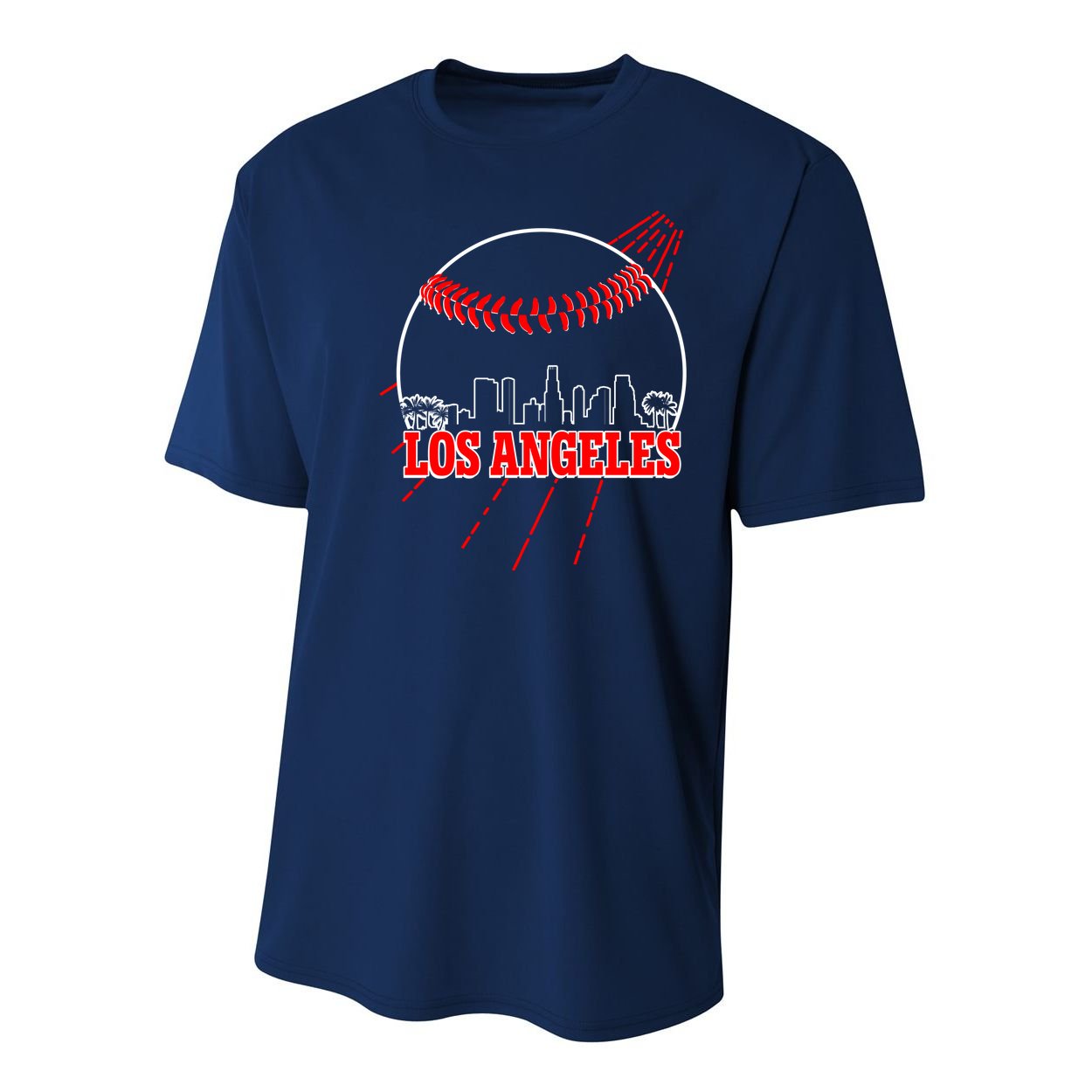 Retro Los Angeles Skyline Baseball Youth Performance Sprint T-Shirt