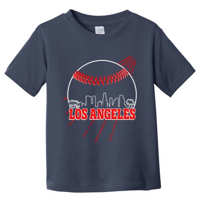 Retro Los Angeles Skyline Baseball Toddler T-Shirt