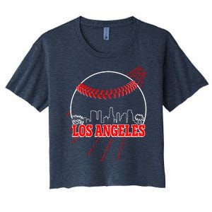 Retro Los Angeles Skyline Baseball Women's Crop Top Tee