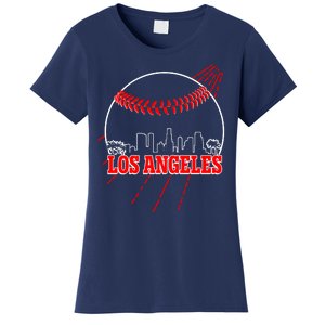 Retro Los Angeles Skyline Baseball Women's T-Shirt