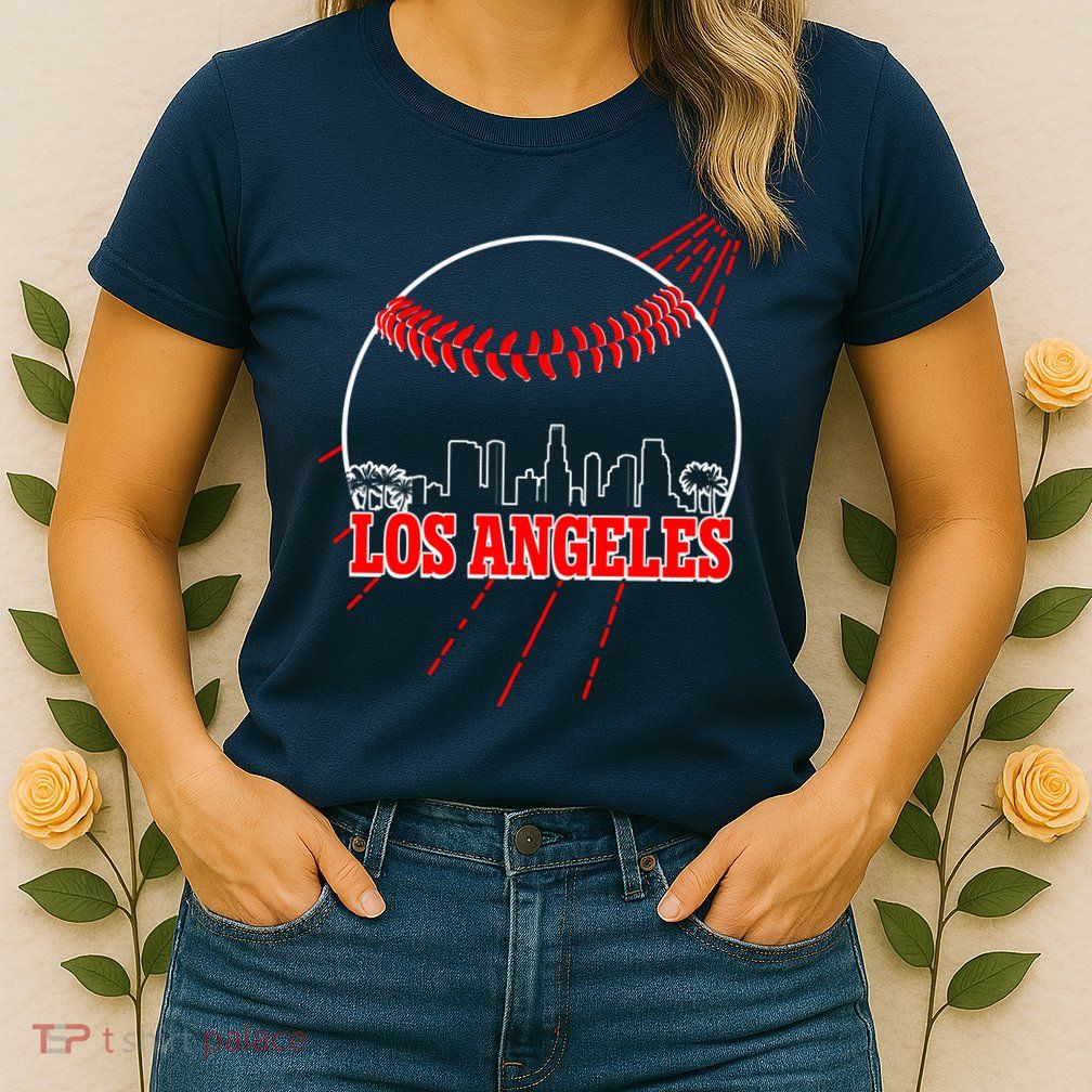 Retro Los Angeles Skyline Baseball Womens T-Shirt