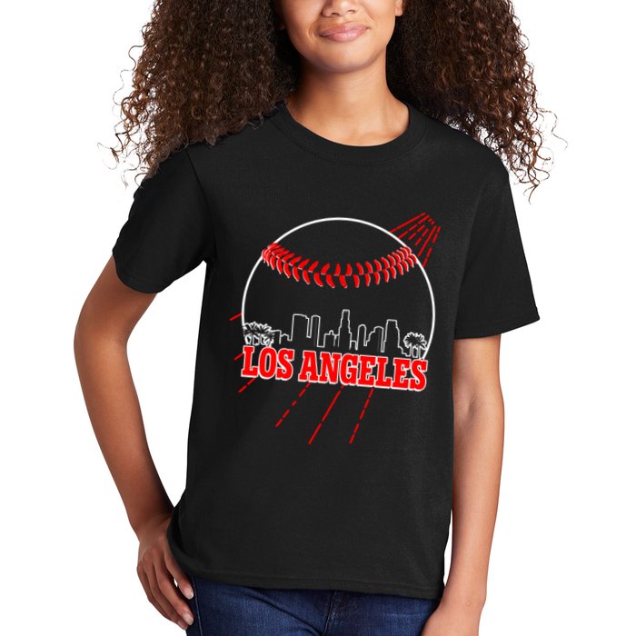 Retro Los Angeles Skyline Baseball Kids T-Shirt