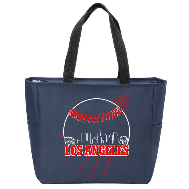 Retro Los Angeles Skyline Baseball Zip Tote Bag