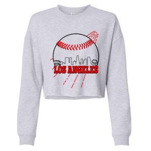 Retro Los Angeles Skyline Baseball Cropped Pullover Crew